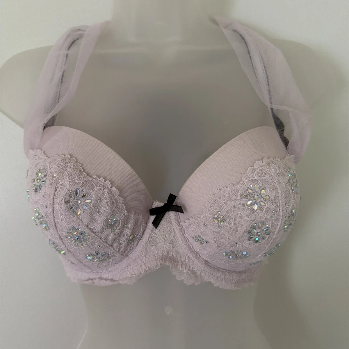 NWT Victoria's Secret Fashion Show Dream Angels Lace Bling Lined Demi Bra 34DD