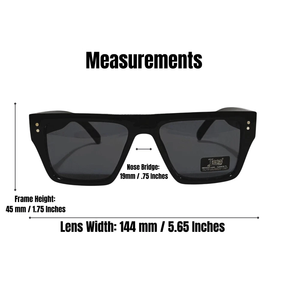 Gafas de sol LOCS estilo gángster coleccionista de deudas cuadradas parte superior plana Locs logotipo templo Foto 3 de 4