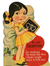 Tavola ardesia vintage San Valentino calcio scuola ragazza gesso studiare tutto il giorno c1930s