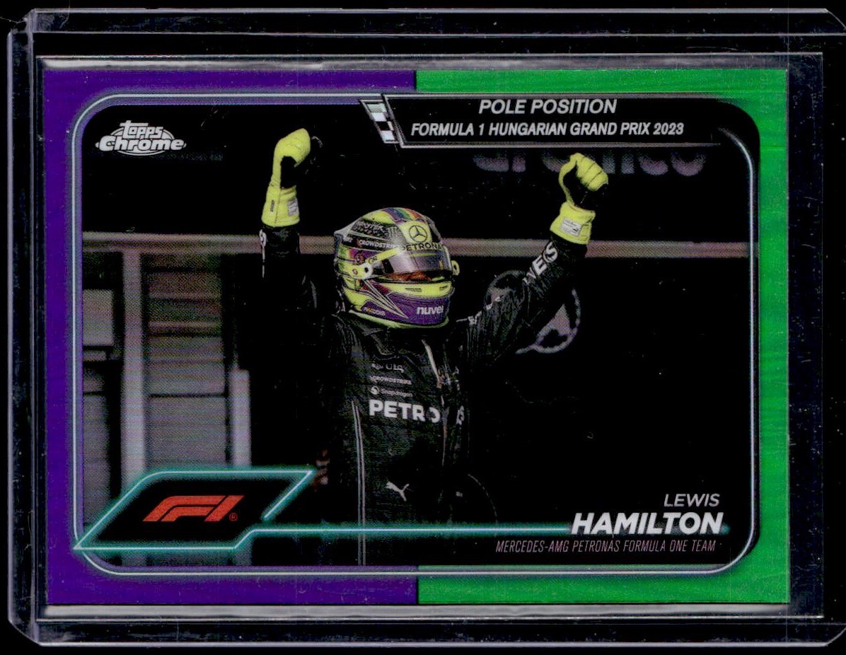 Lewis Hamilton 2021 Topps Chrome Formula 1 F1 Purple Green Pole Position