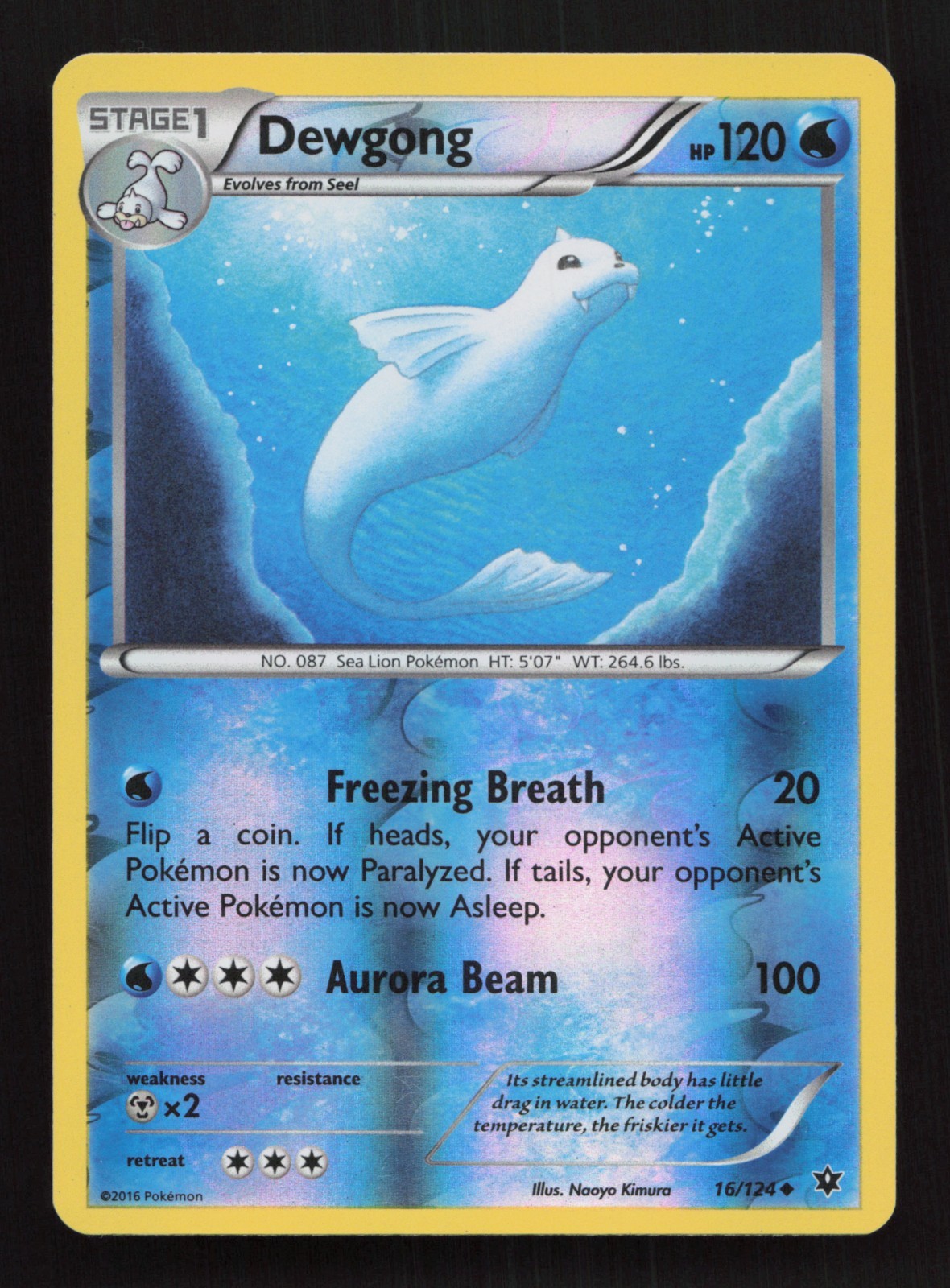 Dewgong 16/124 Fates Collide Reverse Holo Uncommon LP Pokemon 2016