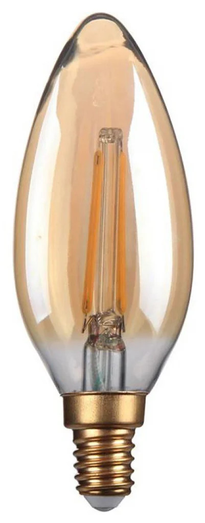 Gold 2w Filament LED Candle Non Dimmable 2700K E14 170lm =18w Gold/Amber