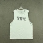 TYR Tank Top Mens Large Gray Spell Out Sleeveless Activewear Workout Gym Sports