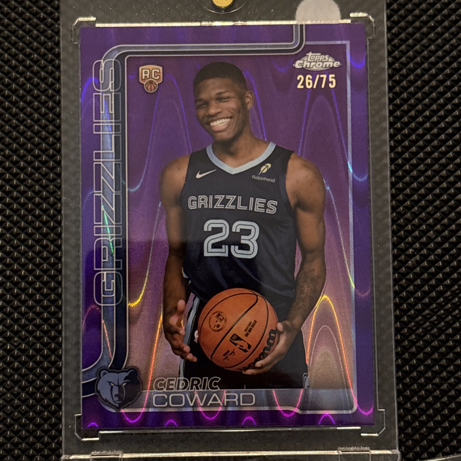 2025-26 Topps Chrome - Cedric Coward #261 Purple Wave Refractor /75 (RC)