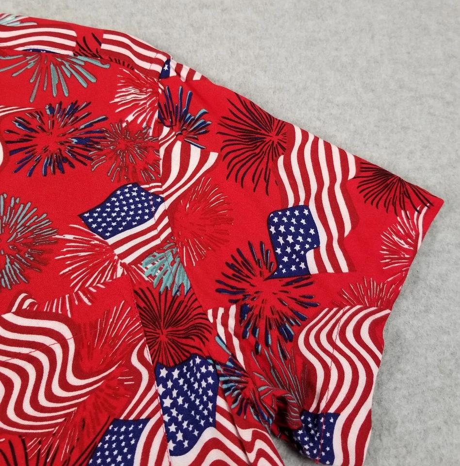 FREE PLANET Button Up Shirt Men’s Small S Red White Blue Short Sleeves Flag USA - Image 3 of 4