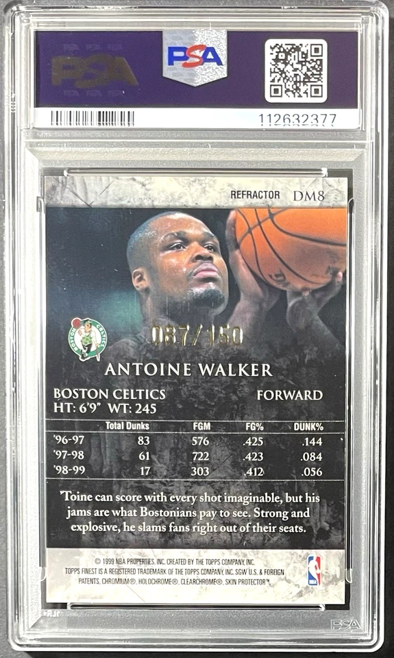 ( /150 ) Antoine Walker 1999-00 Topps Finest Dunk Masters DM8 Refractor Celtics - Image 2 of 2