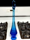 Fenton Glass Vase Blue "Valencia" Stretch Swung Daisy Base 16.5" Ex Cond- Lovely