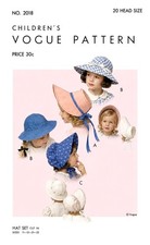BABY Bonnet Hats Caps Sewing PATTERN Vogue 2018 GIRLS Doll Toddler 20" Head