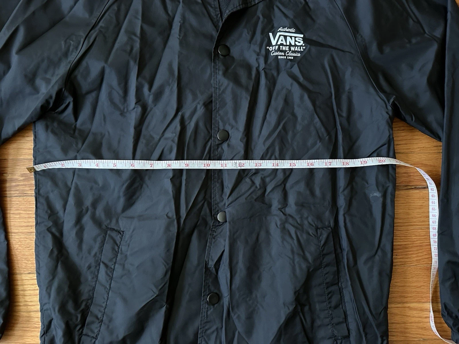 VANS Off The Wall Custom Classics Coach Windbreaker Jacket Black Snap SizeM NWOT image 7