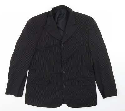 Willson Herren Blazer schwarz gestreift Polyestermischung Größe 38
