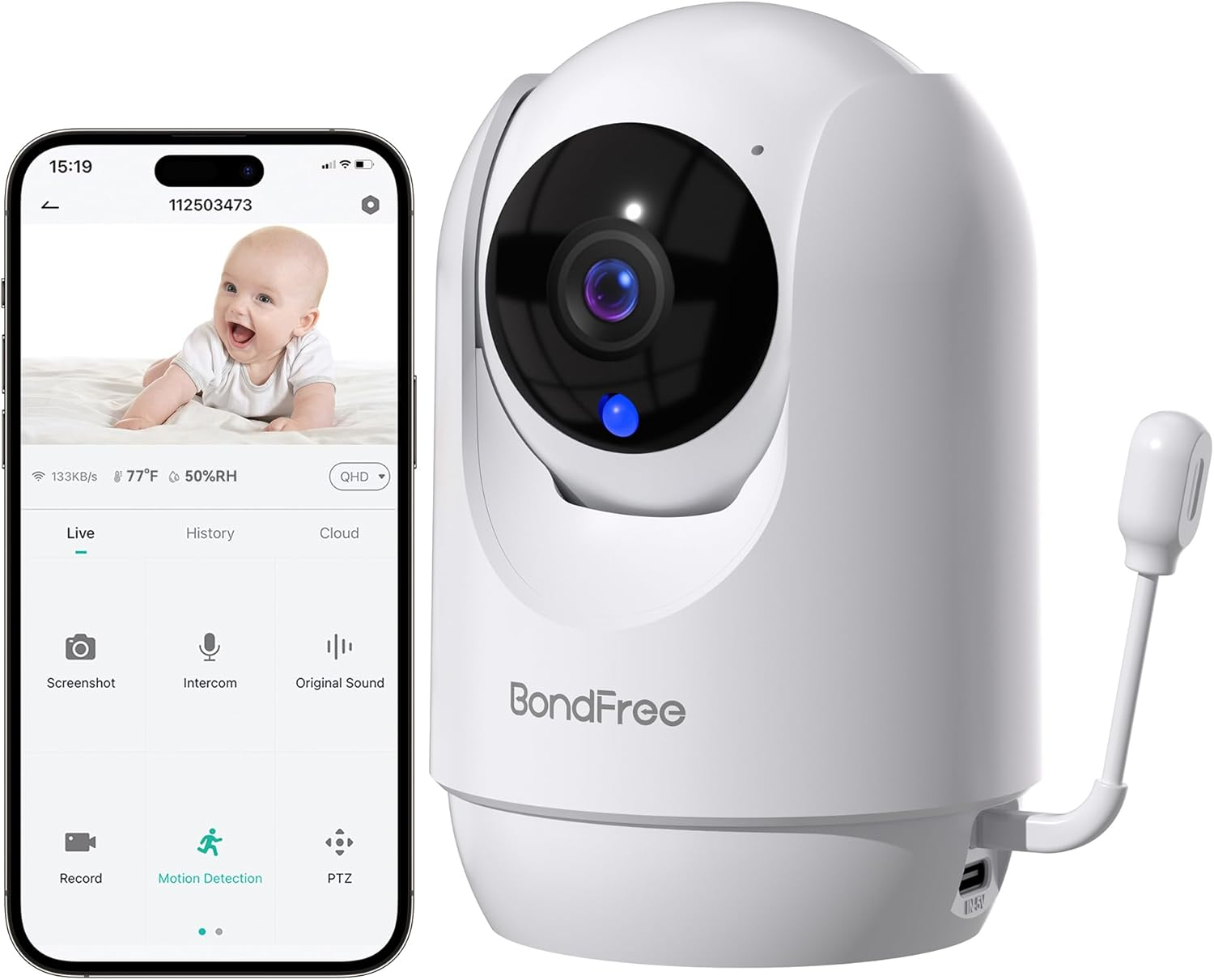Baby Monitor with Camera and Audio, 2K Smart Baby Monitor with App, Temperature&-image
