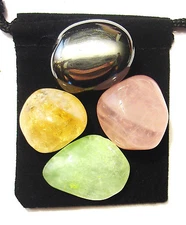 KIDNEY STRENGTH Tumbled Crystal Healing Set =4 Stones +Pouch +Description Card