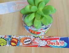 1 Inch 1 YD Comic Book Grosgrain Ribbon Boom Pop Superhero Wham Ouch 