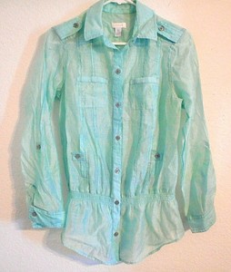 sheer long sleeve button down top