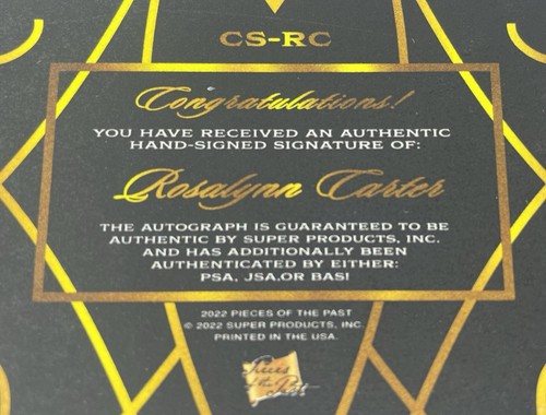 Tarjeta Rosalynn Carter AUTO 2022 Piezas del Pasado de Super Products CS-RC - Imagen 4 de 7