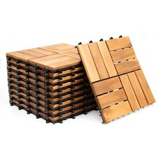 4 x Interlocking Wooden Decking Tiles 30x30cm Outdoor Patio Garden Floor Terrace
