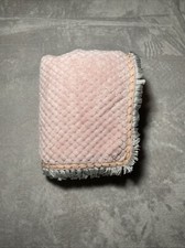 Chick Pea Baby Blanket Pink Waffle Textured Gray Tassels Fringes Lovey 28  x28  