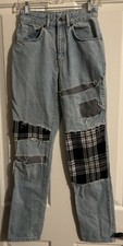The RAGGED PRIEST JEANS LIGHT BLUE WASH HIGH RISE STRAIGHT LEG 28 USE MEASUREMNT