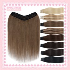 One Piece Clip in Remy Real 100 Human Hair Extensions Brown Weft 3/4 Full Head