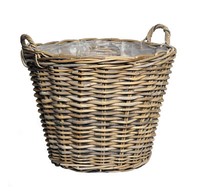 Rattan Blumen Henkel Korb Natur - 42 Cm - Landhaus Garten Deko Weide Pflanz Topf