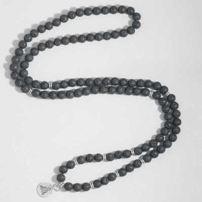 8mm 108 Natural Volcanic Rock Bead Bracelet Buddha Chakra Men's Spiritual Wrap
