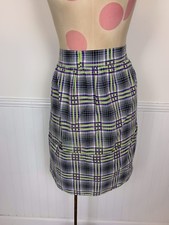 VINTAGE LADIES  PURPLE, GREEN  GRAY  WHITE PLAID HALF APRON
