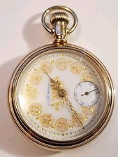 HAMILTON 18S 17J RARE FANCY MULTI-COLOR DIAL 1903 POCKET WATCH 14K G.F.