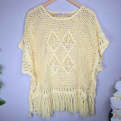 Cato Crochet Knit Sweater Fringed Country Chic Boho Cottagecore Grandma 22/24
