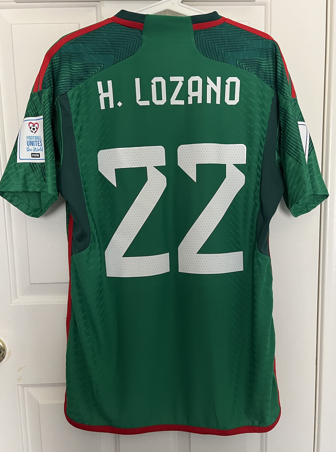 Adidas Mexico vs Poland Lozano Match Issue World Cup Qatar 2022 Jersey Large image 3
