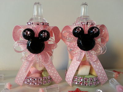 12 BLUE MICKEY Mouse Plastic Fillable Bottles Baby Shower Favors Boy  Decoration