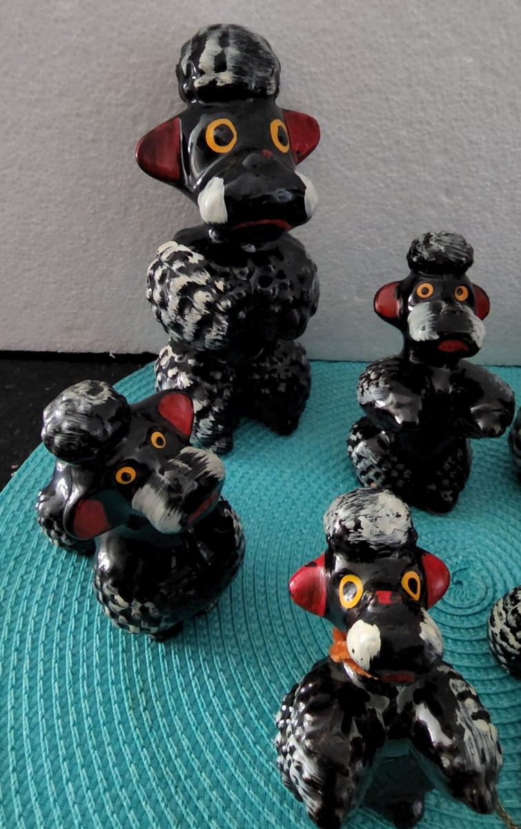 Black Poodle Vintage collection of 7 dogs | eBay