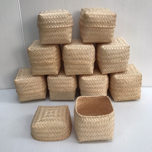 Vintage Thai Handicraft Kratip Sticky Rice Small Bamboo Serving Basket Size3"X3" - Picture 9 of 96