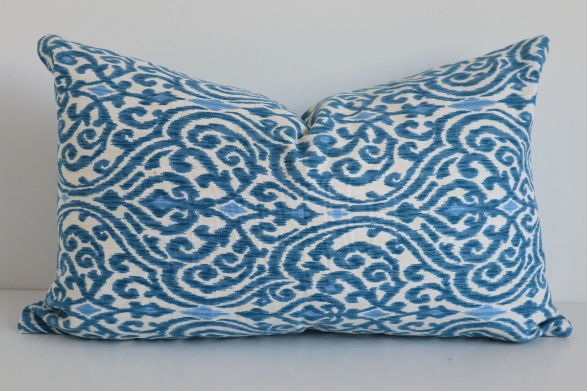 12x20 pillow cover Damask Blue Ivory Pillowcase Blue Ivory Pillow