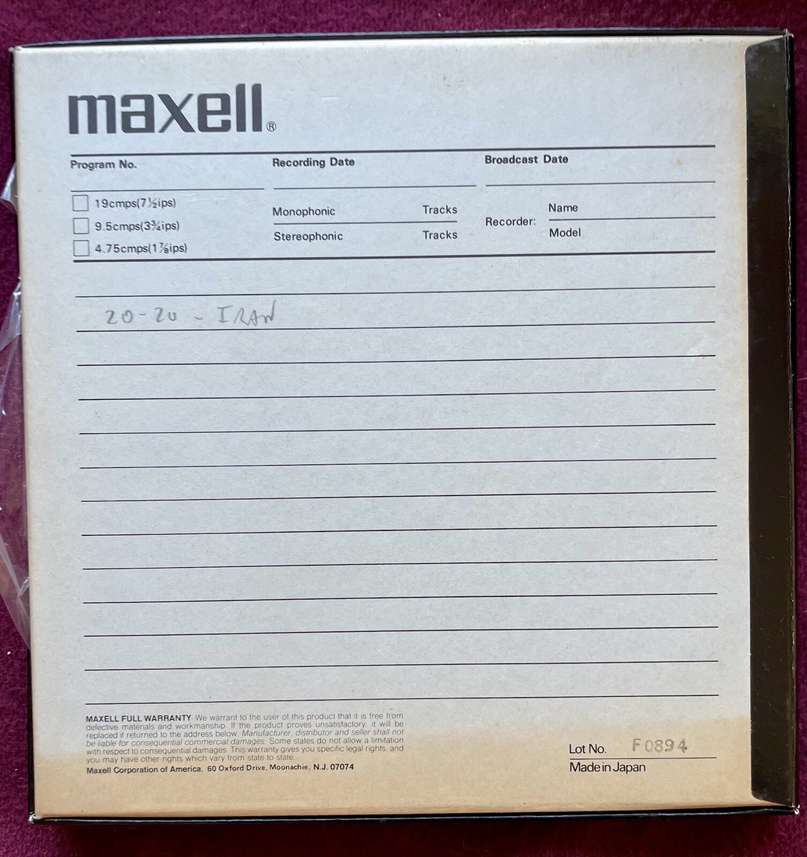 Vintage Maxell UD XL 35-90B - Back-coated Tape - Content Vintage Maxell UD XL 35-90B - Back-coated Tape - Content