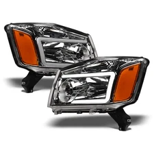 Topline For 2004-2015 Nissan Titan LED Strip Bar Headlights Signal Amber Chrome