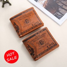 Mens Dollar Printed Leather Bifold Credit Card Holder Wallet Handbag Purse Bag