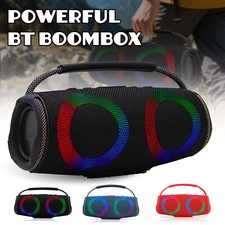 Portable Bluetooth Party Speaker with Powerful Bass LED Lights USB/TF/TWS/FM