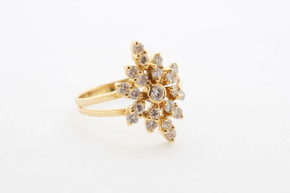  黄金钻石戒指 18k 0.56 克拉 G VS1 雪花 尺寸 6.5 美国 — 第 2/4 张图片