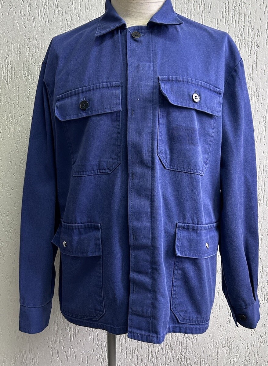 Men's Vintage 1960s Navy Blue Workwear Casual Jacket Chore Cotton