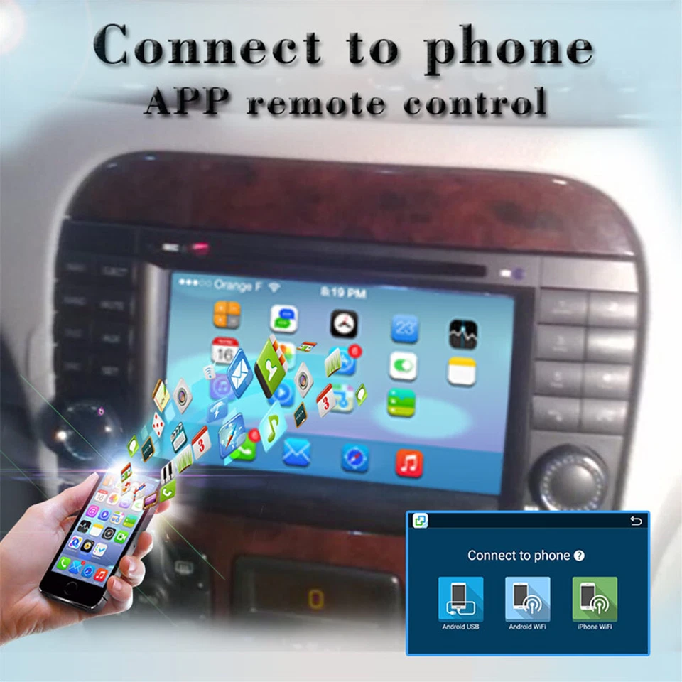 7"Car Video Player for Benz S W220 Benz CL W215 1999-2006 Carplay GPS FM Radio - Image 3 of 4