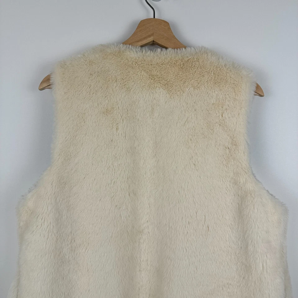 Chaleco de piel sintética Matilda Jane bolsillos forrados delanteros abiertos crema para mujer mediano M Foto 4 de 4