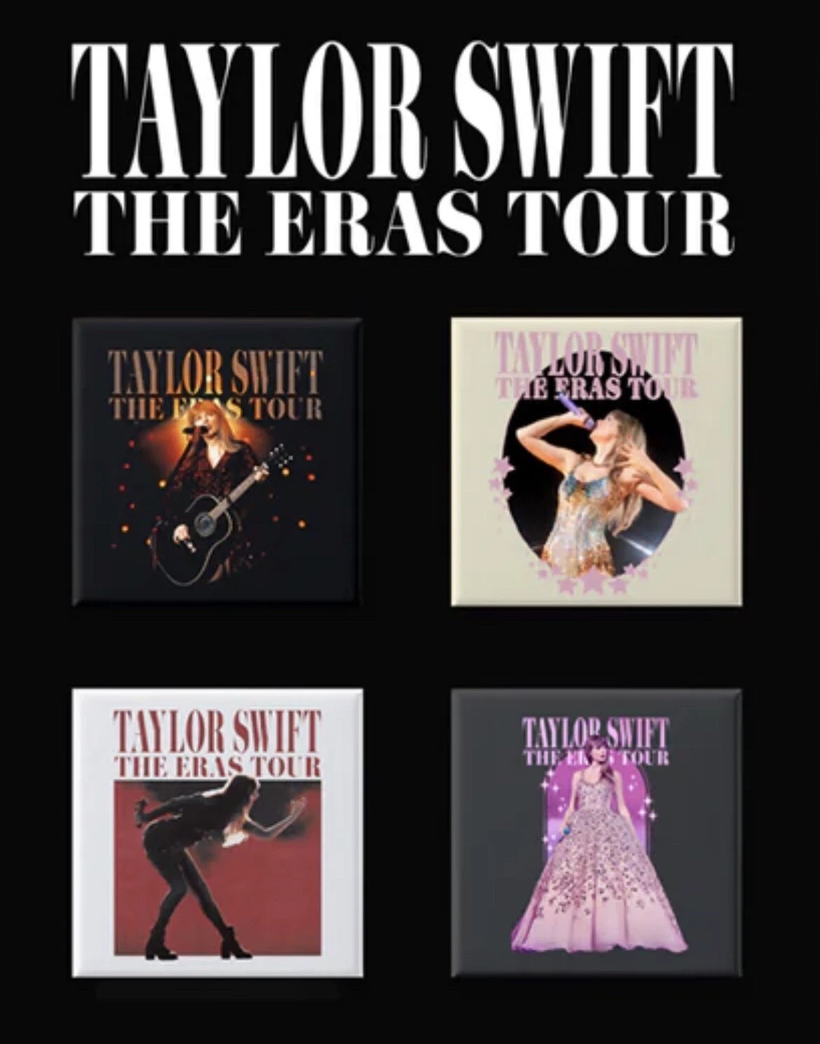 Official Taylor Swift The Eras Tour Photo Pin Set Of 4 NEW
