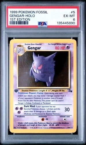 1999 Pokemon Fossil Gengar Holo 1st Edition PSA 6 #5