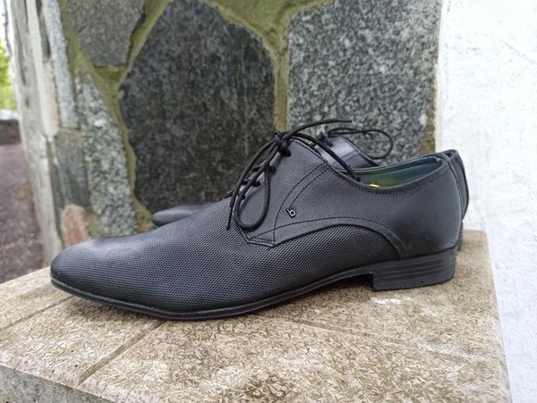 Men Bugatti Heels Black Leather 44 #6BL6