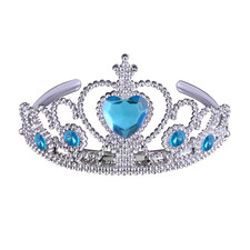 Lovely Plastic Hairbands Blue Rhinestone Princess Crown Headbands Heart Birthday
