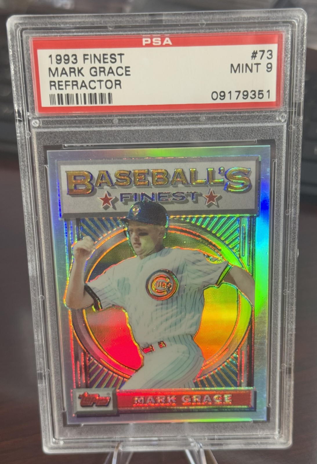 1993 TOPPS FINEST REFRACTOR #73 MARK GRACE PSA 9 CUBS POP 87