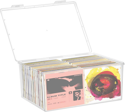 Stackable Clear Plastic CD Organizer,11.9''x 8.5''CD Storage Box, Clear CD Holder