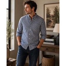Abercrombie  Fitch Shirt Mens Medium Blue Gingham Preppy Classic