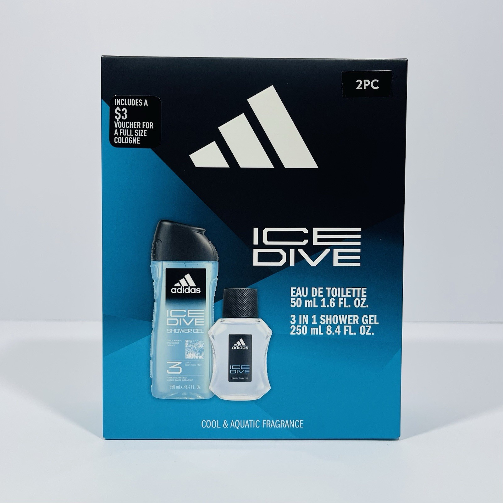 New In Box Adidas Cologne & Body Wash Set (Ice Dive)