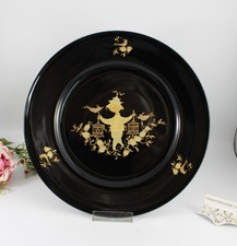 Rosenthal Bj&ouml;rn Wiinblad - Deko Teller / Sammelteller &Oslash; schwarz 28 cm Gold Dekor